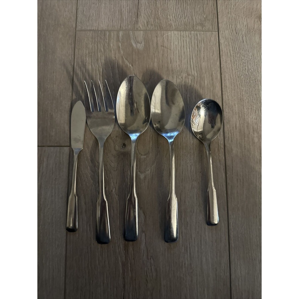 5 PCs Wm A Rogers Oneida FRIENDSHIP Stainless Slotted Serving‎ Spoon Meat Fork